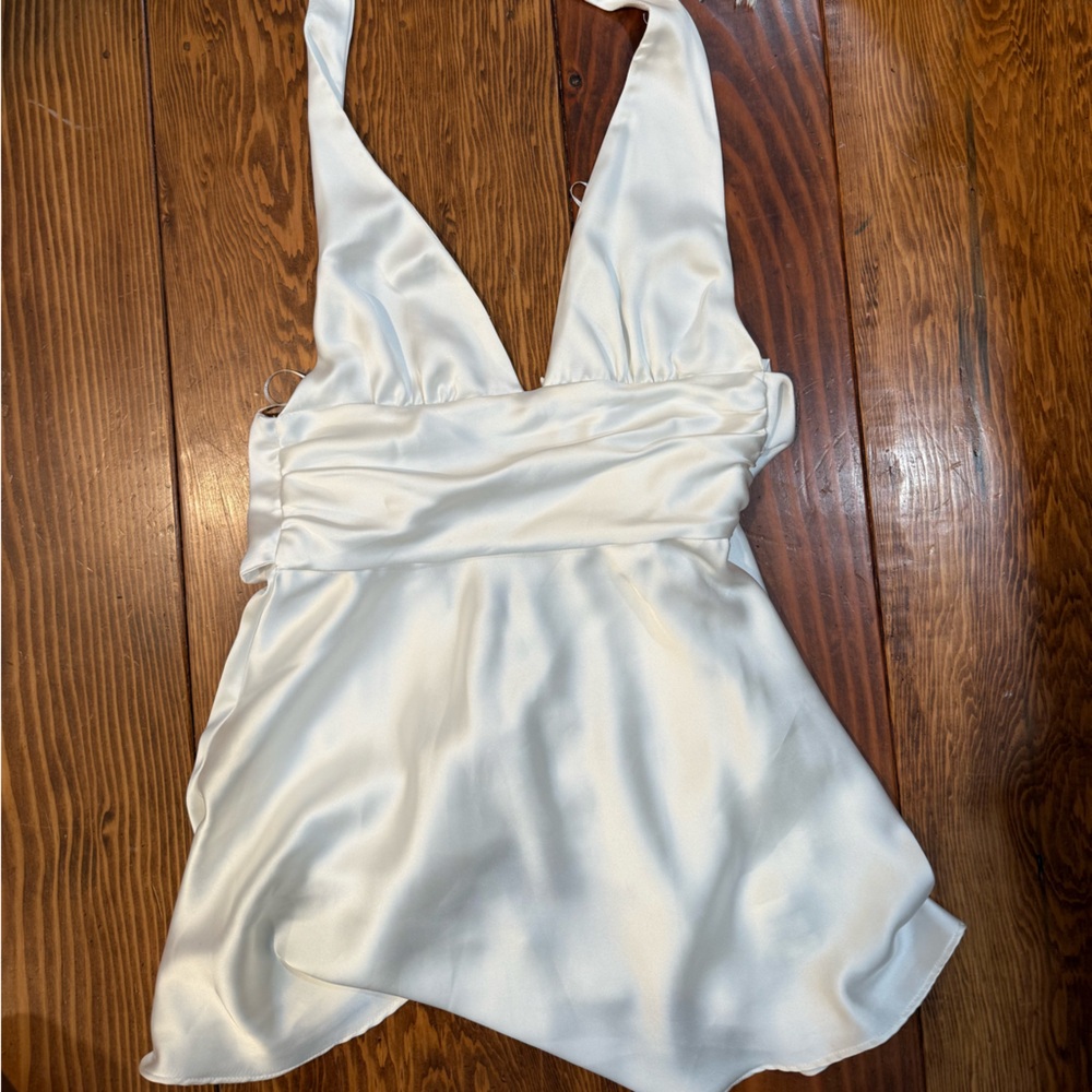 Zara White Mini Dress with Ruffled Details